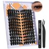 Super Dark Lash Clusters 8-18mm Mega Cat Eye Lashes Kit Silk material Durable Cotton Band D Curl Thick Volume Eyelash Clusters Waterproof 144Pcs DIY Lash Extensions Kit by Hiklasy