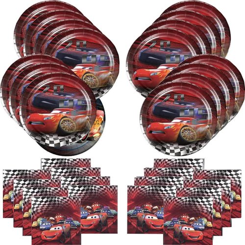 We1Fit 40pcs Dsney Cars Birthday Party Supplies，，include 20 Dessert plates, 20 napkins Lightning McQueen Birthday Party Supplies & Decorations for girls and boys……