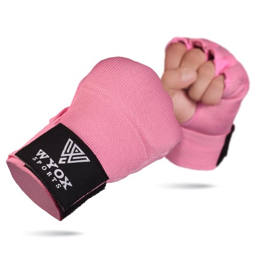 WYOX Boxing Hand Wraps Gel Knuckle Padded Inner Elastic Quick Wraps Fist Protection Boxing Gloves for Women Men Wrist Wrap MMA Muay Thai Training Handwraps (Pink, L-XL)