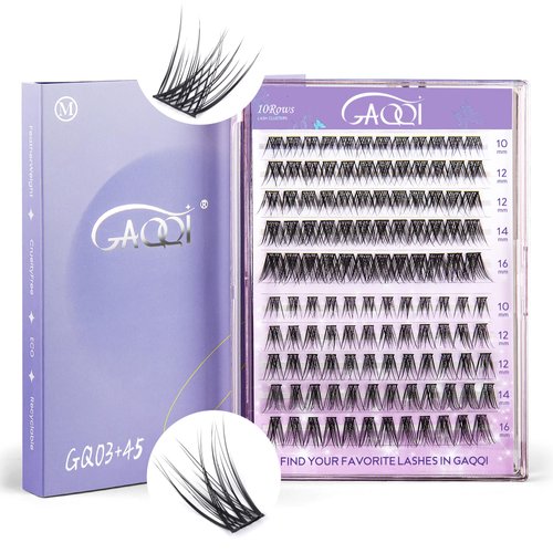 GAQQI Lash Clusters, Individual Lashes C Curl, Cluster Lashes False Eyelash Extensions 120PCS, Natural & Wispy Eyelash Clusters Two Style Mixed (C Curl,10-16mm)