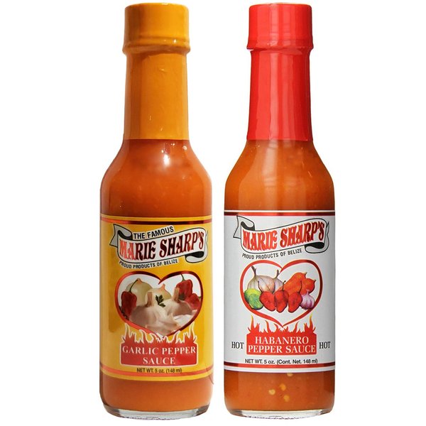 Marie Sharp's Original Garlic and Hot Habanero Pepper Sauce 5 Ounce Combo (Pack of 2)