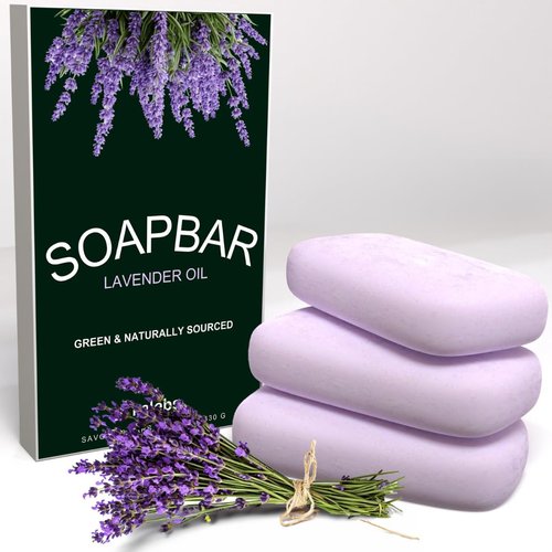 KELEBS Hypoallergenic Organic Bar Soap - Men & Women with Sensitive Skin - Natural Ingredients with Pure Lavender Oil, Fragrance-Free, Vegan, No SLS - 3 Bars