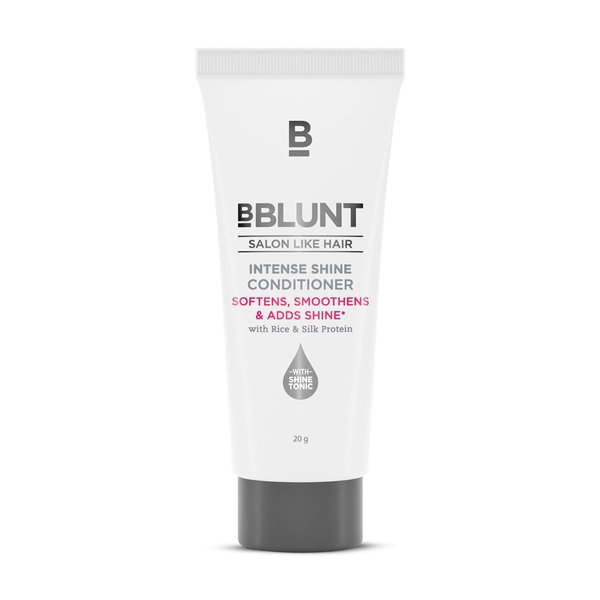 BBLUNT Intense Shine Hair Conditioner | Rice & Silk Protein for Smoother & Shinier Hair | Nourishes Dull & Damaged Hair & Adds Shine | (Trial Pack) 0.69 Fl Oz (20ml)