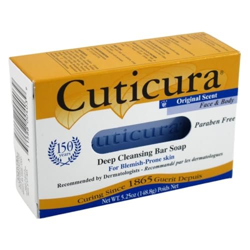 Cuticura Deep Cleansing Face and Body Soap ORIGINAL scent– Deep Cleansing Bar Soap for Blemish-Prone Skin 5.25 oz (Pack of 6)
