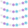 Yeaqee 4 Pcs 10.33 ft Snowflake Banner Garland White Blue Purple Glitter Hanging Garland Winter Party Decorations for Christmas Holiday Party Birthday Carnival