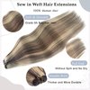 Sew in Hair Extensions Real Human Hair,Weft Hair Extensions Human Hair Bundles Brown Balayage Ash Blonde Hand Tied Weft Hair Extensions Human Hair 22 Inch 120G Sew in Extensions for Women