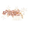 Wedding Hair Combs, Crystal Flwoer Hair Clips Bride Bridesmaid Hair Sides Comb Rhinestone Barrettes, Pearl Flower Hair Pins Hair Accessories for Women Girls (Pink)