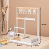 DreamGenius Jewelry Organizer Stand with Velvet Ring Holder, 4 Tier Jewelry Holder Organizer with 15 Hooks Necklace Organizer and Bracket Holder, Jewelry Stand with 16 Holes for Earring Holder, White
