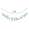 Under the Sea Banner, Mermaid Theme Birthday Banner, Girl Birthday Ocean Party Decorations Supplies, Blue Glitter