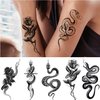 10 Sheets Realistic Snake Temporary Tattoo stickers for Women Men, Fake Snake Tattoo Stickers for Adults Girl’s Arm Body, Black Serpent Peony Floral Kids.