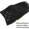 GOO GOO Clip in Hair Extensions Real Human Hair, 14inch 85g 7Pcs, 1B Natural black, Remy Human Hair Extensions Clip ins for Women, Natural Human Hair