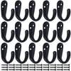 IBosins 15PCS Coat Hooks Wall Mounted Single Prong Robe Hook for Hanging Towel Hooks with 30 Screws for Bags, Hat, Cap, Scarf, Cup (Black)