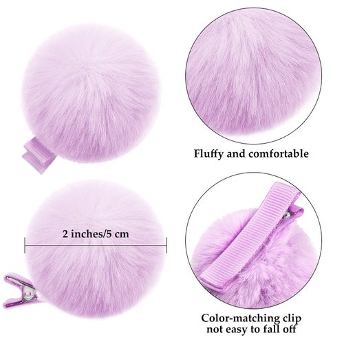 18 Pcs Pom Pom Hair Clip 2'' Candy Color Hair Clip