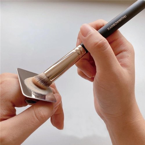 Lively Forest Makeup Spatula Set Stainless Steel, Make Up Tools Mini Mixing Tray with Finger Ring, Makeup Paint Palette, Pack of 2