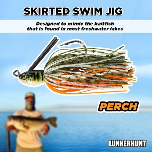 Lunkerhunt Skirted Swim Jig Fishing Lure, Perch