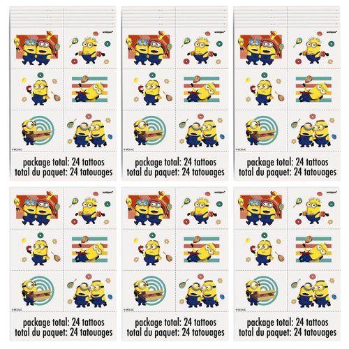 Multicolor Despicable Me Tattoos - (24 Count) - Fun & Vibrant Temporary Tattoos, Perfect for Parties and Events