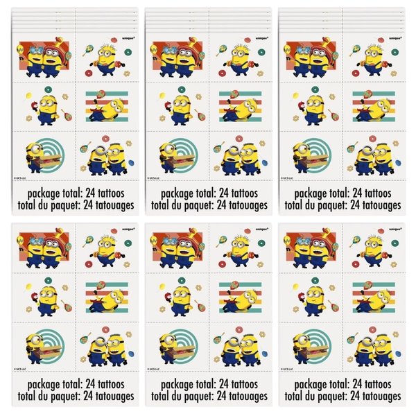 Multicolor Despicable Me Tattoos - (24 Count) - Fun & Vibrant Temporary Tattoos, Perfect for Parties and Events