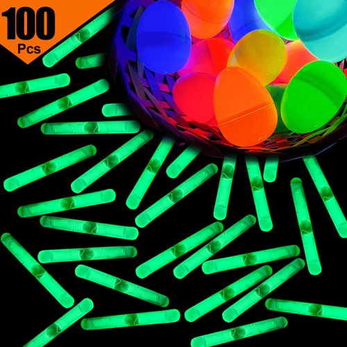 GiftExpress 100 Pcs Small Green Glow Sticks/Mini Glow Sticks/Fishing Floats Perfect for Stuffing Easter Egg/Zombie Party/Easter Egg Hunt/Halloween Decoration