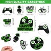 31 Piece Video Game Happy Birthday Cupcake Toppers Cake Toppers Video Gamer Party Decorations Supplies Picks Gaming Theme Birthday Party Banner Game Controller Backdrop for Kid Boys Gaming (Green)