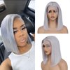 Savasana Grey Human Hair Bob Wig 13x4 Lace Front Glueless Wigs 180% Density 12 Inches Straight Bob Wigs