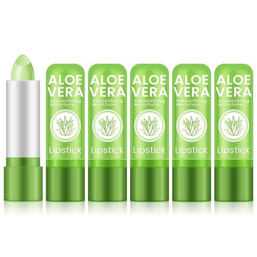 Ownest 5 Packs Aloe Vera Lipstick, Long Lasting Nutritious Soothing Lip Balm, Lips Moisturizing Magic Temperature Color Change Lipstick, Lip Care