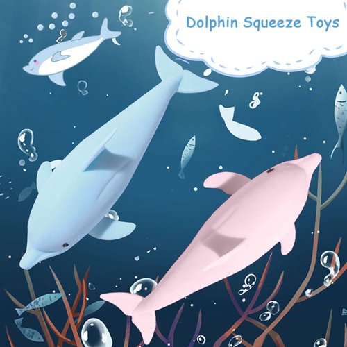 MSRRTUSY Stretchy Stress Relief Dolphin Squeeze Toys,Squishy Stress Relief Toys for Adults and Kids,Squishy Fidget Toys,Party Favors for Kids,Birthday Gifts,Christmas,Easter Egg,Classroom Reward