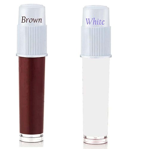 Stylesindia Liquid Kumkum Sindoor Pack of 2X5g Skin-friendly Liquid Bindi Tattoos Waterproof Bodyart Body Paint Temporory Tattoos DIY Tattooing (Brown-White)