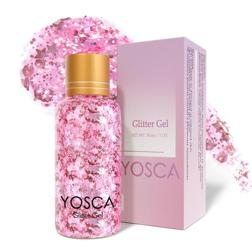 Pink Body Glitter Gel, 30ML Holographic Face Adhesive Mermaid Sequins Body Chunky Glitter Powder Rave Accessories Liquid Lotion for Women Music Tour, Festival Carnival Makeup, Girls Stage- Pinky