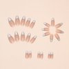 Tyuimhx Silver French Tip Press on Nails Medium Almond Fake Nails Glossy Full Cover Stick on Nails Acrylic Reusable Artificial False Nails Glue on Nails for Women Girls Nail Decorations 24Pcs
