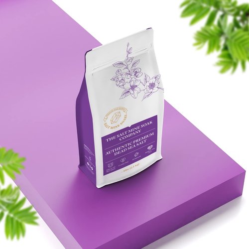 Tea Tree Authentic Premium Fine Grain (.3mm) Dead Sea Salt 5 lbs - Custom - Purple