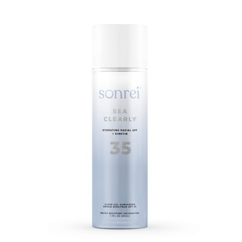 Sonrei Sea Clearly Hydrating Facial SPF 35 + Anti-aging Growth Factor Clear Sunscreen Gel & Primer | Broad Spectrum UV Protection | Water Resistant, Vegan, and Reef Safe | Non-greasy (1)