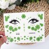 Ecuupas Clover Face Sticker St. Patrick’s Day Temporary Tattoos Sticker Shamrock Face Tattoos Sticker Festival Green Glitter Sticker Design Adult Face Eyes Accessories for St. Patrick’s Day Party (01)