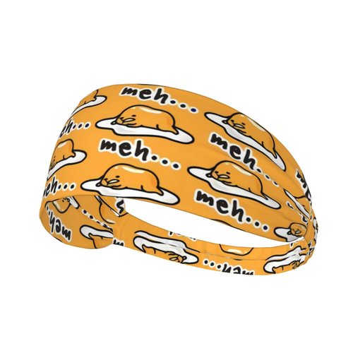 DSSWTP Gudetama Cute Workout Headbands Fashion Sports Sweatbands Yoga Hairbands for Fitness Elastic Athletic Non Slip Wicking Headscarf for Men Womens Girls Summer Accessories Elastic Bands