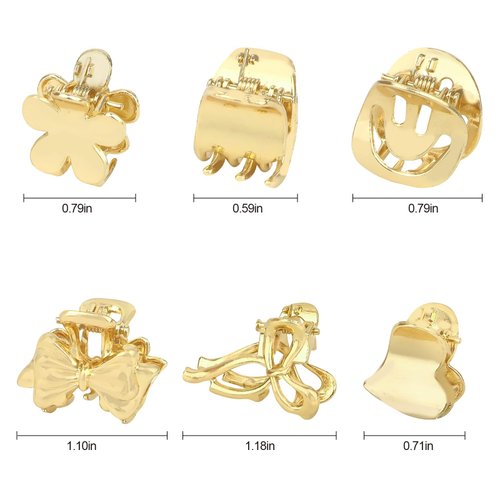ACO-UINT 12 Pcs Small Hair Clips for Women, Gold Hair Claw Clips Sturdy Mini Metal Claw Clips, Cute Clips for Hair 90s Hair Accessories for Women and Girls