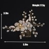 BERYUAN Wedding Flower Leaves Hair Comb Pearls Rrhinestone Crystal Wedding Headpiece Gold Flowers Leaves Pearls Wedding Hair Comb Gold Wedding Bridal Hair Comb for Brides Bridesmaid