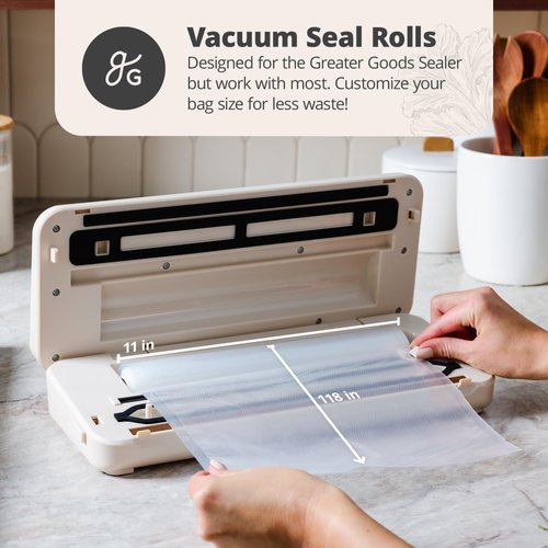 Greater Goods Vacuum Sealer Bag Rolls - Pack of 3, Each Roll 118 Inches Long, Made from Food-Grade, BPA-Free Material, Designed in St. Louis