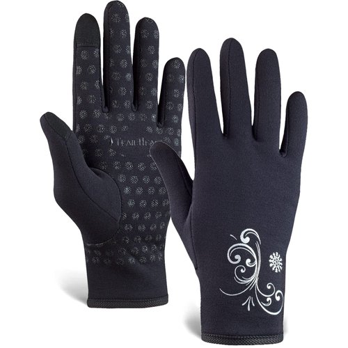 TrailHeads Women’s Running Gloves | Touchscreen Gloves | Power Winter Running Accessories - Black (Medium)