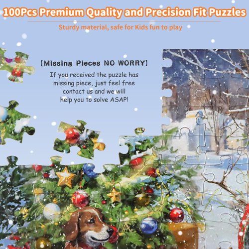 100 Piece Christmas Puzzles for Kids Ages 4-6 4-8 8-10 Christmas Puzzle - Christmas Dogs and Snowman Puzzles for Kids Ages 6-8 Children Educational Puzzles Gifts Christmas Stocking Stuffers