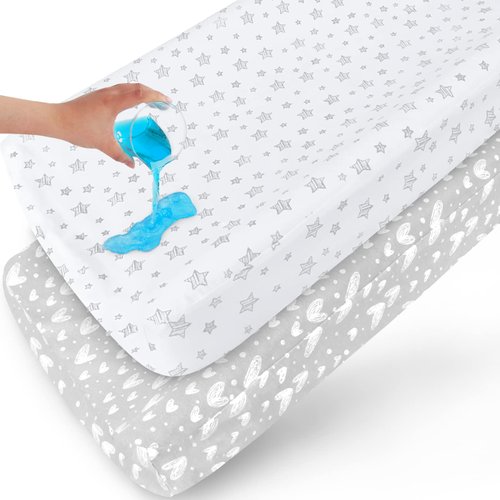 Waterproof Changing Pad Cover 2 Pack, 100% Cotton Change Table Cover Sheets, Ultra Soft, Unisex W...