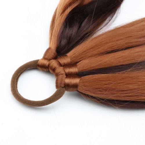 Sharopul Long braids up Ponytail Extension DIY Hair Styles can be Reused Wrap on the top with Hair Tie Woman Braiding Ponytail (24inch, Mix Chocolate Brown)