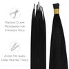 WENNALIFE I Tip Hair Extensions Human Hair, 50g 100s 14 Inch Jet Black Remy Itip Human Hair Extensions Invisible Itips Straight I Tips Fusion Extensions Real Human Hair