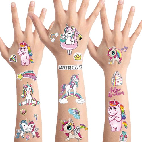 20 Sheets Unicorn Tattos Temporary Tattoo Fake Tattoos for Kids Cute Unicorn Tattoo Stickers School Activities Baby Shower Unicorn party Supplies Color Pink Unicorns Decor