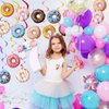 34 Pcs Donut Party Decorations Include 2 Pcs Donut Garland Banner and 32 Pcs Donut Hanging Swirl Party Supplies for Birthday Baby Shower Grow Up Party Favors