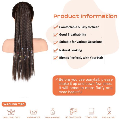 22inch PARAHAIR Box Braiding Hair Extensions, 100g Dark Brown Bundled French Twist Braid Ponytail Natural Soft Synthetic Braids Hair for Women and Girls(22inch Dark Brown 2#)