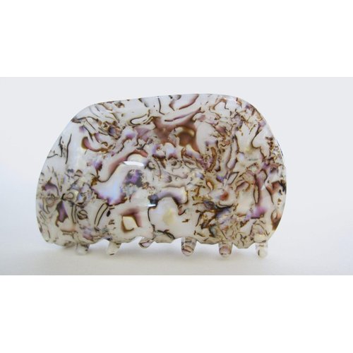 Generic Wavy shaped gray abalone sea shell effect hair claw clamp clip fine thin hair
