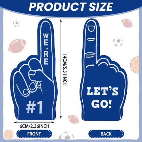 100 Pieces Mini Foam Finger #1 Sports Fan Foam Finger Sport Party Favors Basketball Baseball Football Soccer Team Cheerleader Gifts for Sporting Events Birthday Party Supplies(Navy Blue)