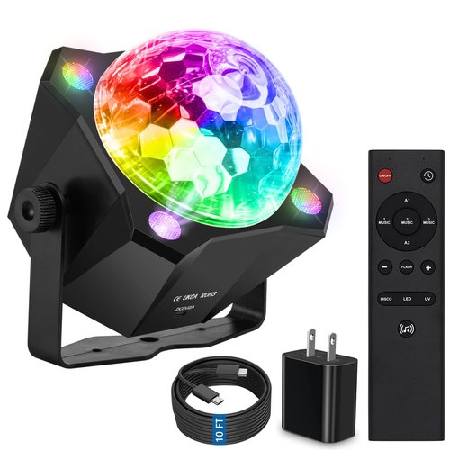 Buclhoz Disco Ball Party Lights Sound Activated LED Colorful DJ Strobe Light for Indoor Room Dance Parties Birthday Rave Home Club Karaoke Outdoor Stage Show Wedding Halloween Christmas Decorations