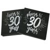 CHANGCAO50Pieces BlackandSilver30th Birthday Napkins30th Wedding Anniversary Napkins30th Birthday Decorative Men's and Women's Party Supplies Cocktail Napkins in a black, Cheers to 30 Years