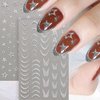 3D Glitter Silver French Nail Stickers for Women Nail Design Reflective French Nails Stickers Heart Butterfly Star Nail Stickers Wave Stripe Nail Art Stickers Swirl Lines Nail Decals Nail Supplies