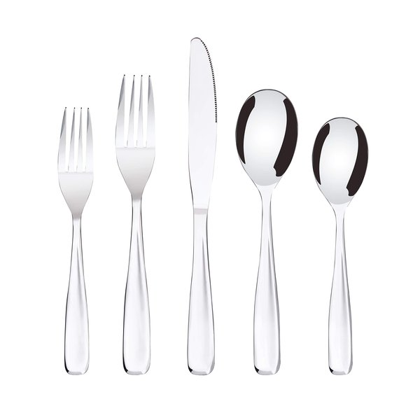 Bon Scoop 20-Piece Stainless Steel Flatware Silverware Cutlery Set, Include Knife/Fork/Spoon, Mirror Polished, Dishwasher Safe, Service for 4